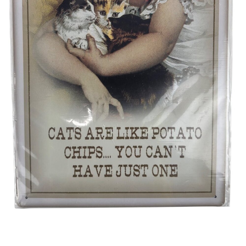 Retro Metal Sign Cats Are Like Potato Chips...You Can't Have Just One Decor Girl - Picture 4 of 6